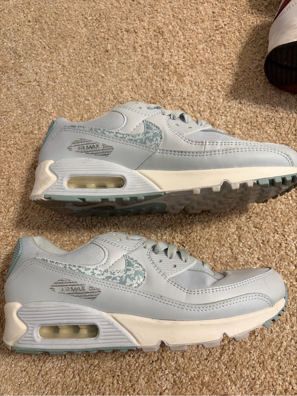 Nike Light Blue Air Max Sneakers with Patterned Swoosh